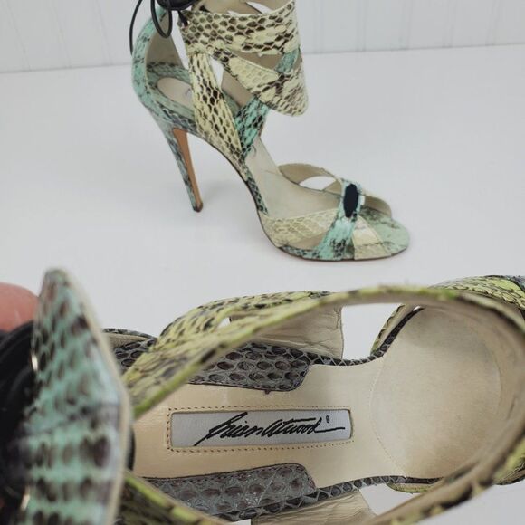 MISMATCHED Brian Atwood Uma Snakeskin Multicolored High Heels Sandals SH-034 - Picture 15 of 15